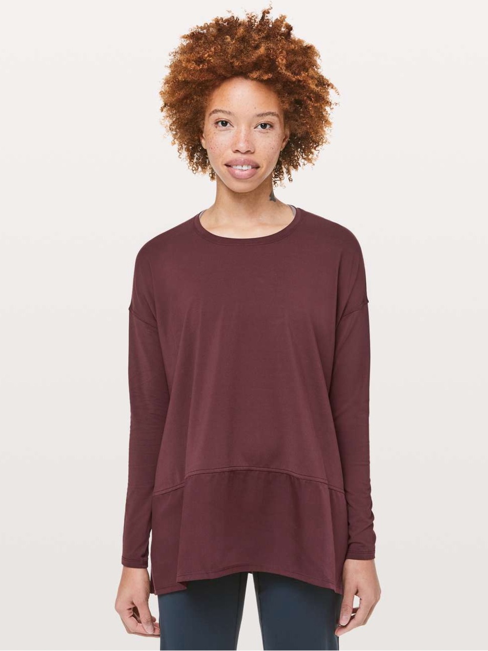 Lululemon Ease of Mind Long Sleeve Top Bordeaux Drama Maroon Size 2